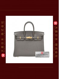 HERMES BIRKIN 25 (Pre-owned) - Etain, Togo leather, Ghw